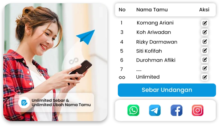 Undangan Online Fitur Sebar & Ubah Nama Tamu Tanpa Batas